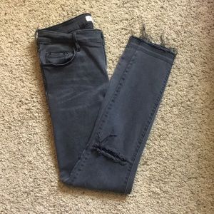 Dark Grey Raw Edge Skinny Jeans